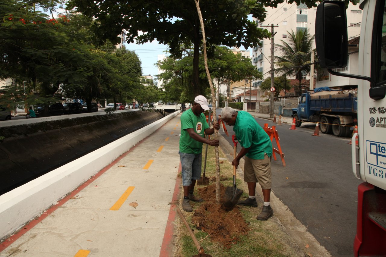 Obra da ciclovia garante o plantio de árvores no canal 5
