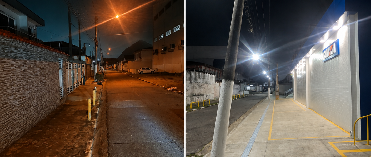 Santa Maria ganha iluminação 100% LED e Santos chega a 18 bairros totalmente modernizados