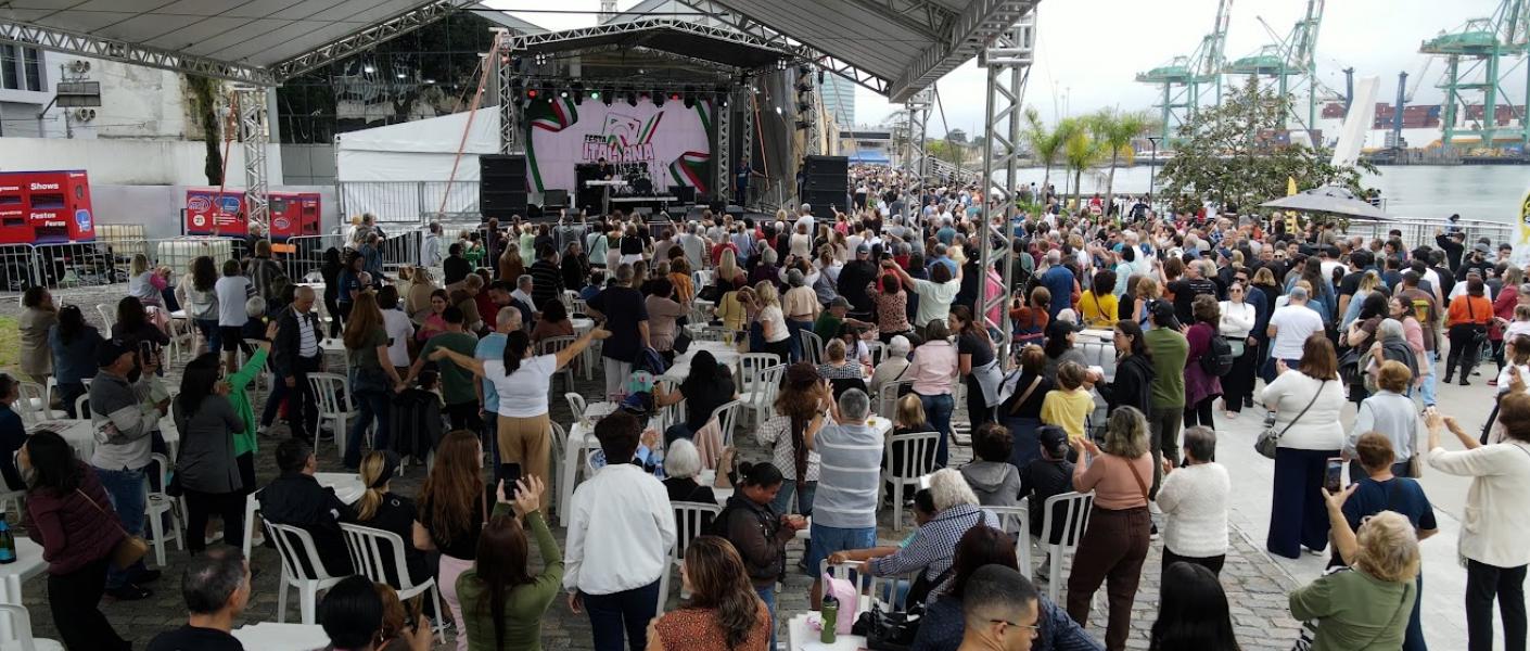 Festa Italiana ocupa o Parque Valongo com comida típica, shows e ônibus gratuito