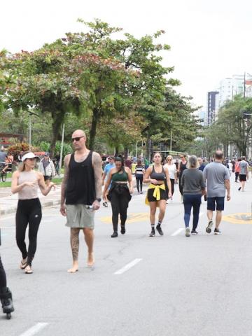pessoas caminhando na avenida da praia #paratodosverem