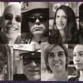 oito atores do filme Afetozine em preto e branco.#paratodosverem