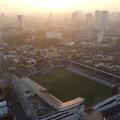 vista aérea do bairro da vila belmiro com foco principal no estádio do Santos FEC vazio. #paratodosverem