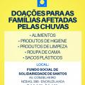 Fundo Social de Santos continua recebendo doações para vítimas das chuvas