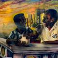 Quadro da Exposição no Museu Pelé. #Paratodosverem