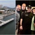 imagem área do deck na praia e ao lado imagem da banda #paratodosverem
