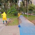Equipes de raspação e capinação atendem a dez áreas em Santos