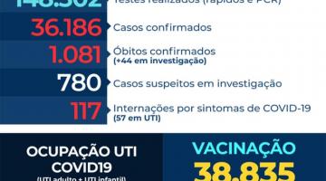card com números de casos, mortes, internações etc por covid-19 #paratodosverem 