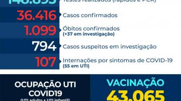 card com números de casos, mortes, internações etc por covid-19 #paratodosverem 