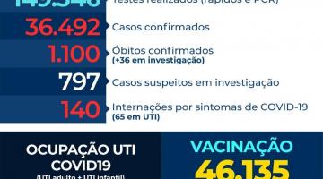 card com números de casos, mortes, internações etc por covid-19 #paratodosverem 