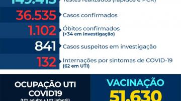card com números de casos, mortes, internações etc por covid-19 #paratodosverem 