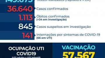 card com números de casos, mortes, internações etc por covid-19 #paratodosverem 