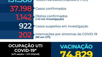 card com números de casos, mortes, internações etc por covid-19 #paratodosverem 