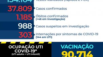 card com números de casos, mortes, internações etc por covid-19 #paratodosverem 