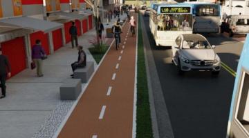 Ilustração da reurbanização da Álvaro Guimarães, que terá nova calçada e pavimentação. #pratodosverem