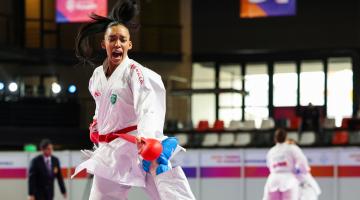 Brenda Padilha nos Jogos Sul-Americanos. #Paraatodosverem