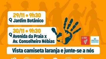 cartaz das caminhadas pelo fim da violência contra mulher. #Paratodosverem