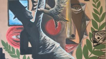 Imagem de uma das telas da exposição. #Paratodosverem.