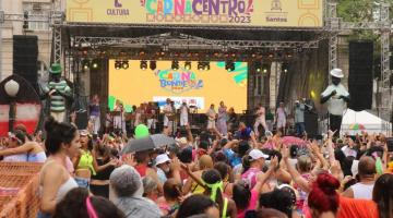 Foliões se divertem no Carnacentro. #paratodosverem