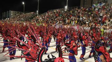 pessoas na arquibancada assistindo o desfile #paratodosverem