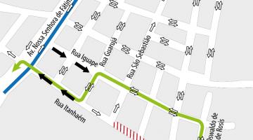 Mapa com alterações no trânsito e rotas para motoristas #paratodosverem