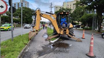 máquina atuando na ciclovia #paratodosverem