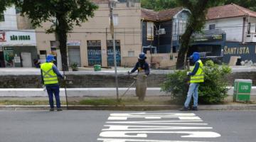 operários cortando grama #paratodosverem 