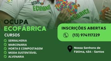 Ecofábrica de Santos abre inscrições para capacitação profissional gratuita