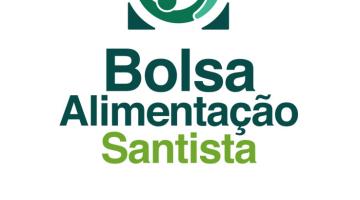 Card onde se lê Bolsa Alimentação Santista. #Paratodosverem