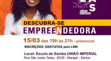 cartaz virtual do curso. com a imagem de uma mulher sorrindo e informações do curso. #paratodosverem