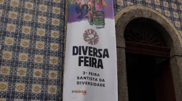 fachada da frontaria azulejada com banner #paratodosverem