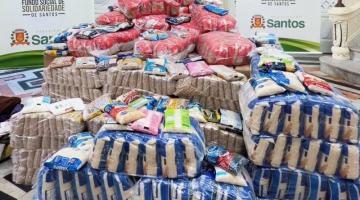 Alimentos doados ao Fundo Social de Santos. #Paratodosverem