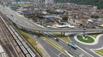 vista aérea da entrada da Cidade pelo sistema anchieta-imigrantes. #paratodosverem