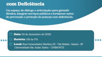 Cartaz do encontro Dia Mundial Pessoa com Deficiência. #Paratodosverem