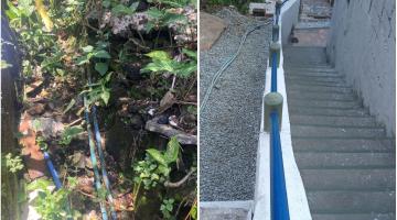 foto mostra o antes e depois da escadaria #paratodosverem