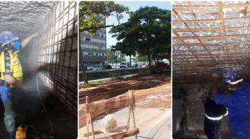 Longe dos olhos, obras de pontilhão em Santos têm intenso movimento no subsolo