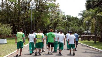homens caminhando no botânico #paratodosverem 