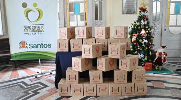 foto mostra cestas básicas doadas #paratodosverem