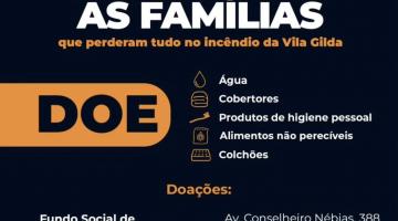 Fundo Social de Santos segue arrecadando doações para famílias atingidas por incêndio no Dique da Vila Gilda