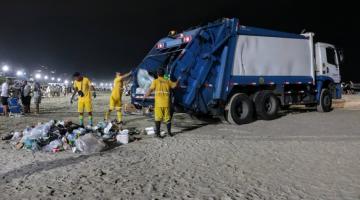 Megaoperação de limpeza no réveillon em Santos retira quase 50% a mais de resíduos das praias 