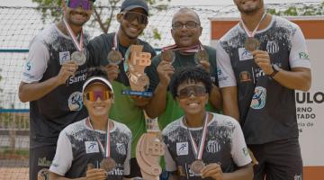 Equipes do vôlei de praia nos Jogos Abertos. #Paratodosverem