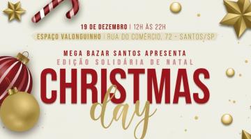 cartaz do evento com as principais informações. A arte tem motivos de natal e em letras grandes está escrito Christmas Day. #paratodosverem