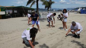 pessoas coletam lixo na praia #paratodosverem