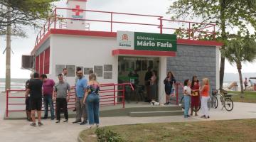 a fachada do posto 6, com a biblioteca mário faria à frente. #paratodosverem