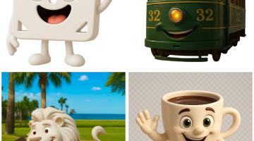 foto mostra os quatro candidatos a mascote #paratodosverem