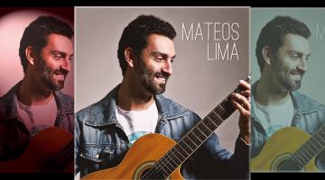 Mateos Lima, em três imagens na sequência, tocando violão. #Pracegover