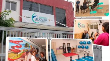 montagem mostra fachada e interior do espaço #paratodosverem