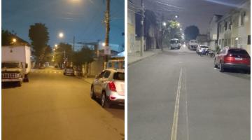 montagem mostra antes e depois da nova iluminação #paratodosverem 