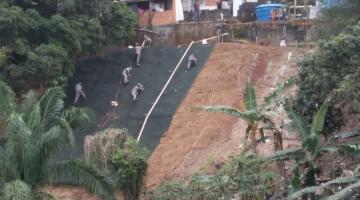 Avançam obras de estabilização de encosta no Morro José Menino, em Santos