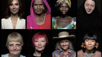 tela com oito mulheres de diferentes etnias e religiões. #paratodosverem