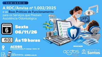 Cartaz do seminário sobre atendimento odontológico. #Paratodosverem
